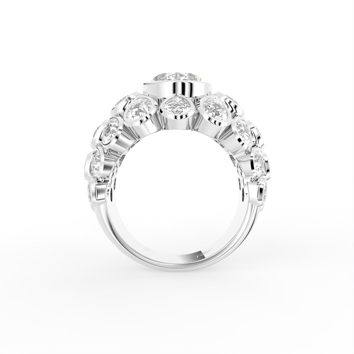 18K Bespoke Oval Diamond Statement Ring — FRONT