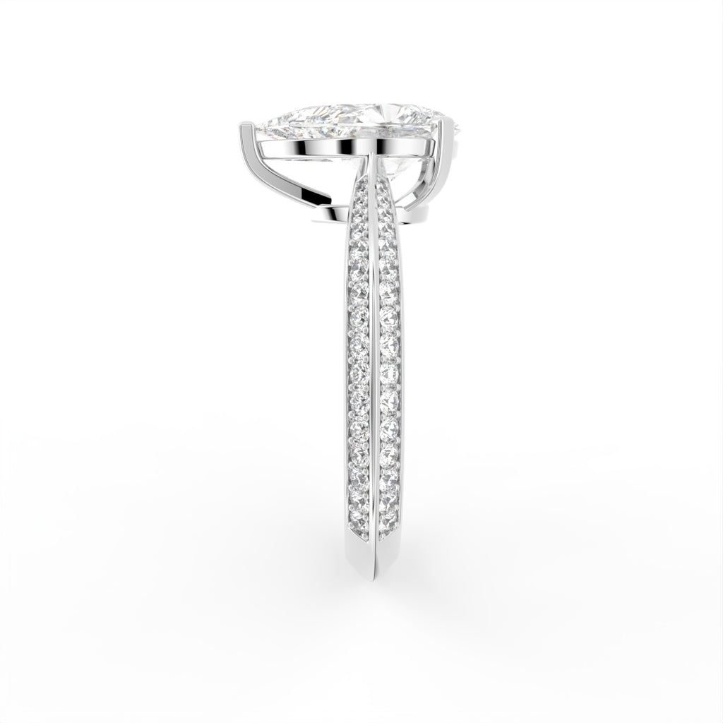 18K Solitaire Pear Diamond Engagement Ring — SIDE