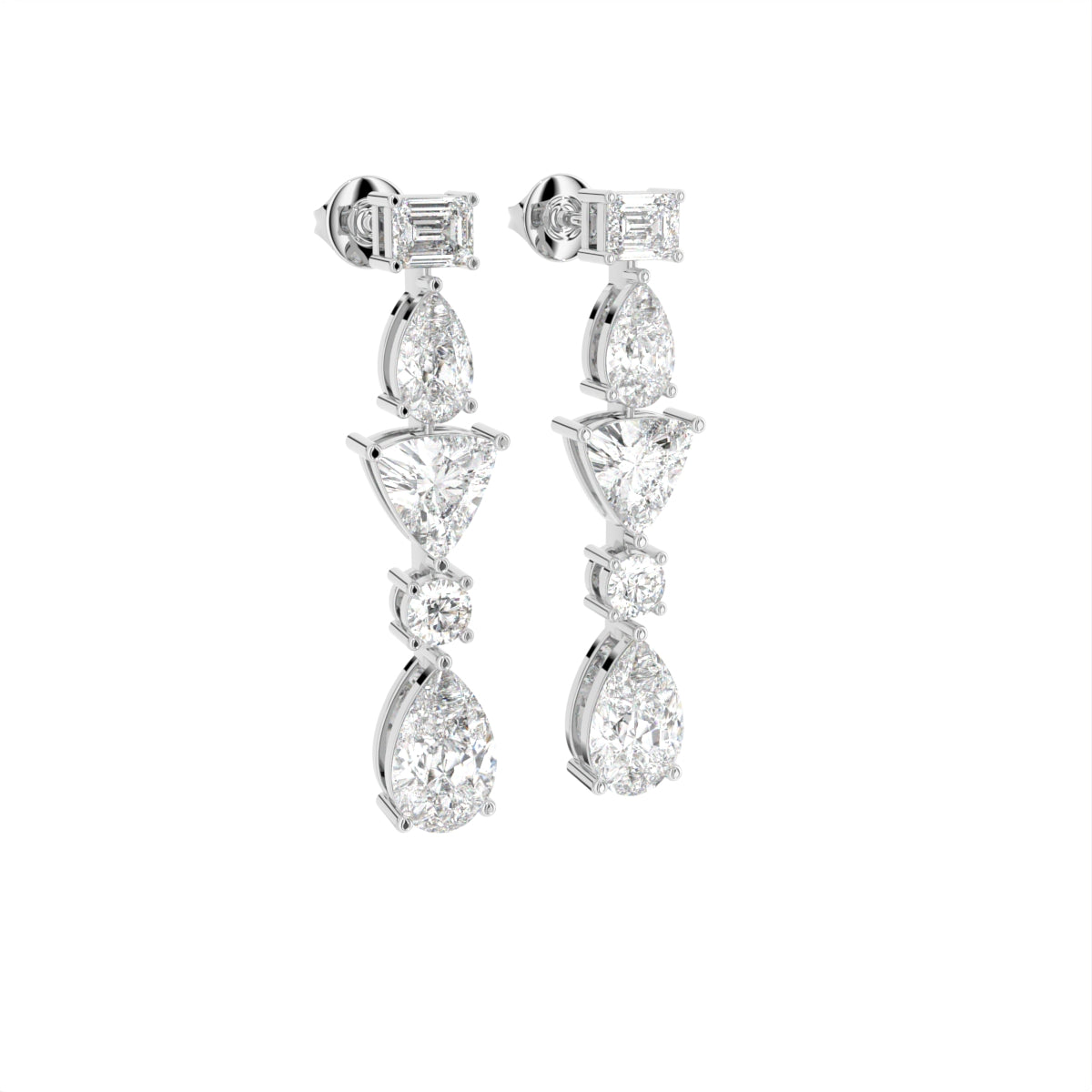 18K Diamond Drop Earrings — 3D VIEW