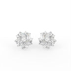 14K White Gold Floral Baguette Diamond Earrings — TOP