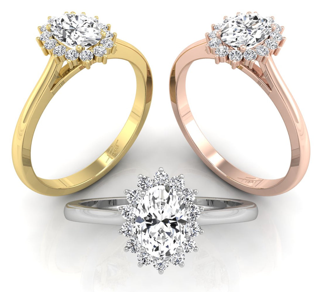 18K Halo Diamond Ring — 3 COLOR