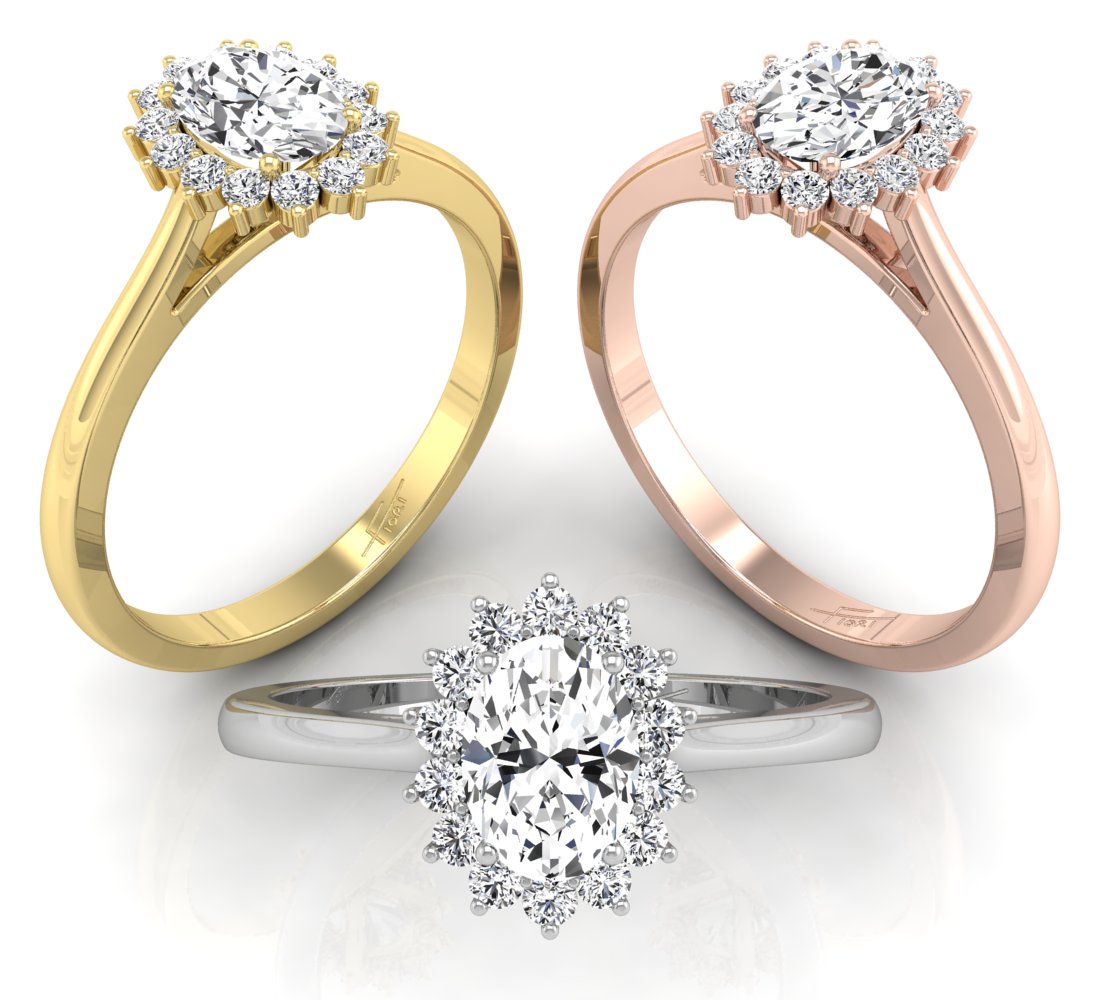 18K Halo Diamond Ring — 3 COLOR