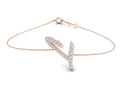 18K Rose Gold Alphabet Round Diamond Bracelet — TOP