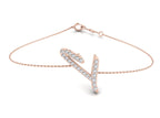 18K Rose Gold Alphabet Round Diamond Bracelet — TOP