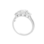 18K White Gold Trilogy Emerald Diamond Engagement Ring — 3D VIEW