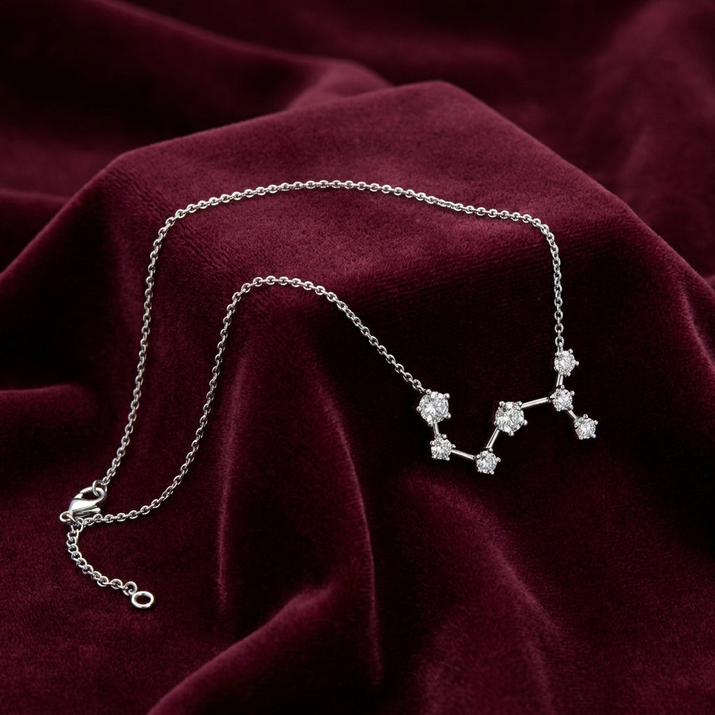 18K Yellow Gold Constellation Round Diamond Pendant