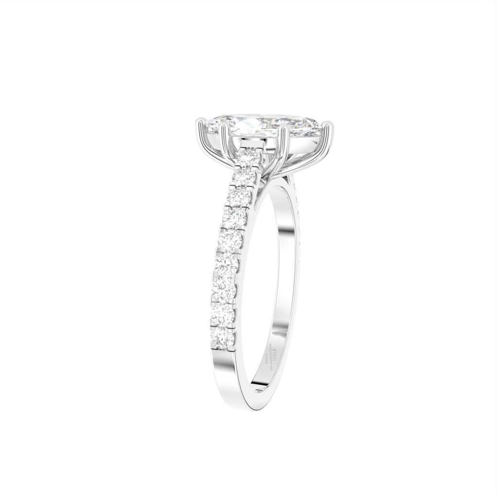 18K Solitaire Princess Diamond Engagement Ring — 3D VIEW