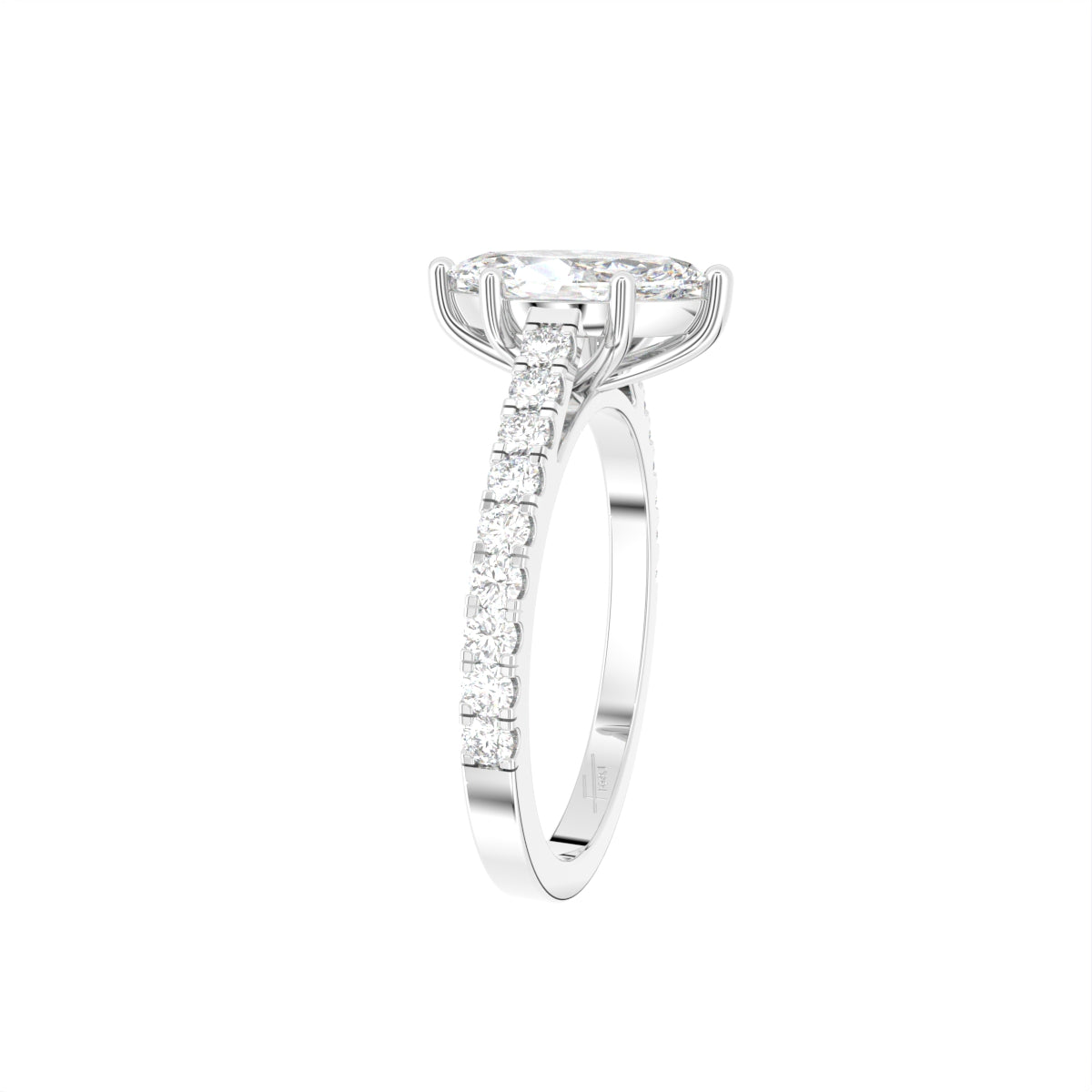 18K Solitaire Princess Diamond Engagement Ring — 3D VIEW