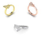 18K Butterfly Diamond Ring — 3 COLOR