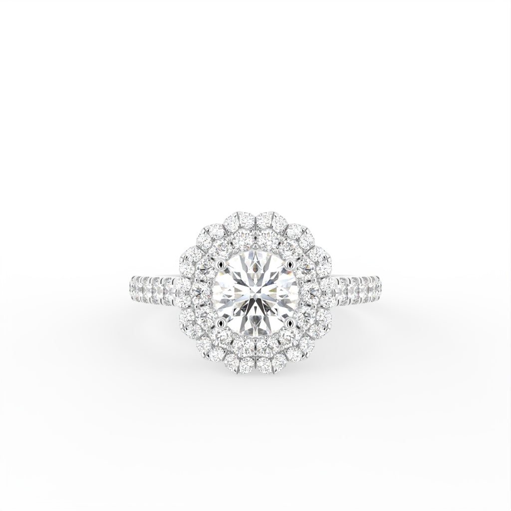18K Halo Round Diamond Ring — TOP