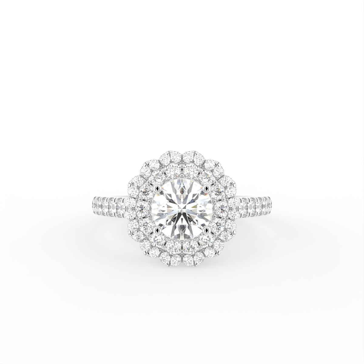 18K Halo Round Diamond Ring — TOP