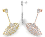 18K Peacock Feather Diamond Earrings — 3 COLOR