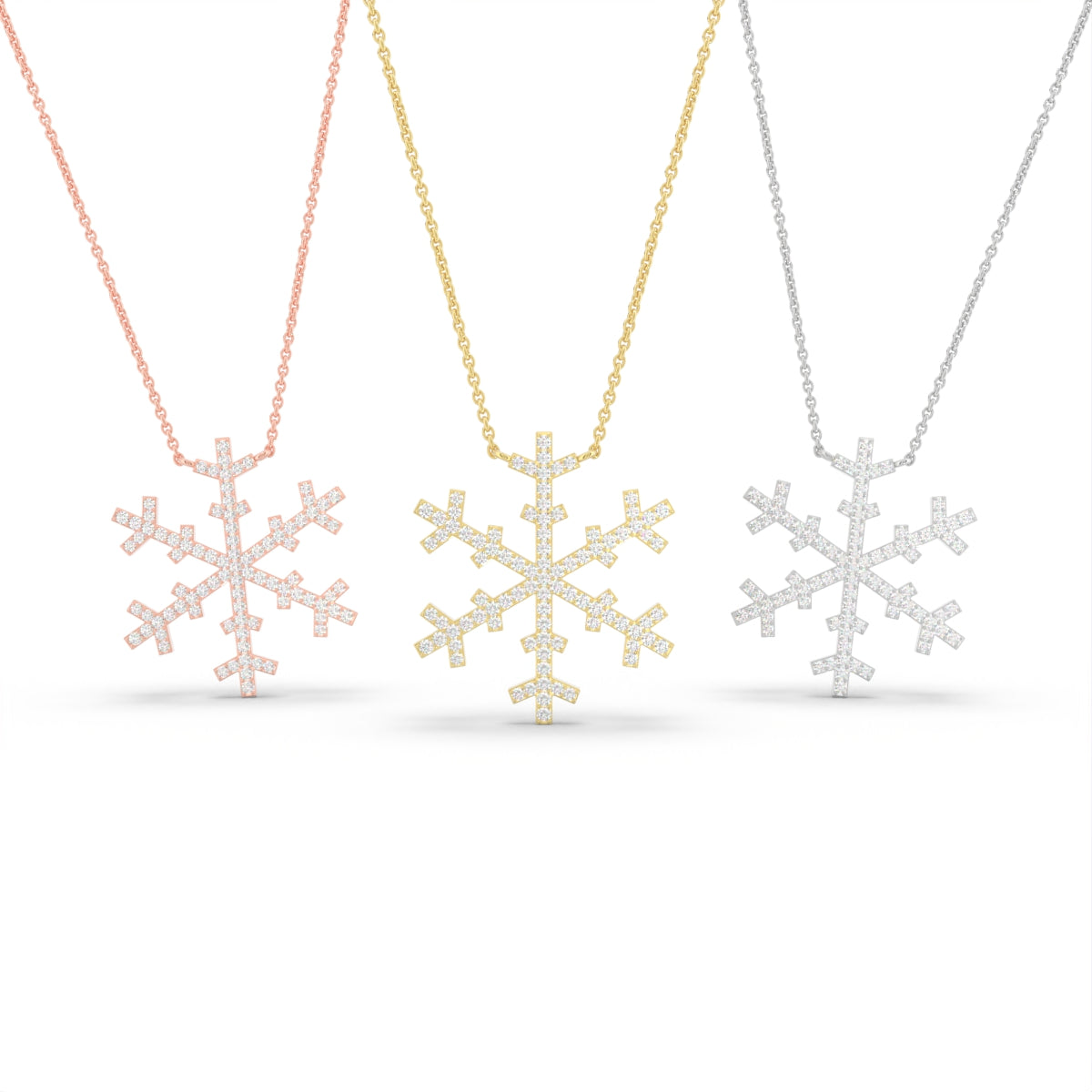 vimg:FJ6483|vimg:FJ6484|vimg:FJ6485|vimg:FJ6486|18K White Gold Snowflake Round Diamond Pendant — 3 COLOR