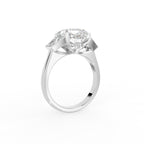 18K Trilogy Emerald Diamond Ring — 3D VIEW