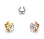 14K White Gold Baguette Diamond Piercing Earrings — 3 COLOR