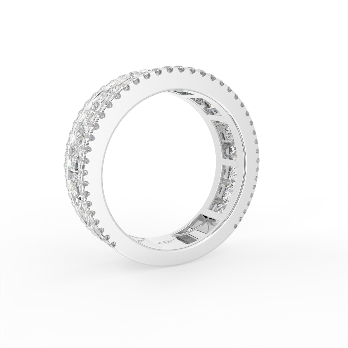18K White Gold Eternity Baguette Diamond Ring — 3D VIEW