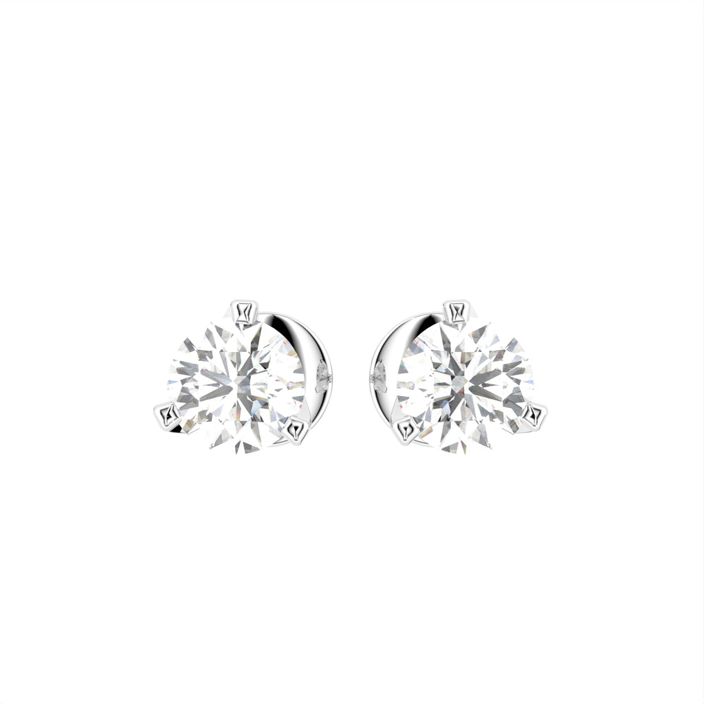 18K Round Solitaire Diamond Earrings — TOP