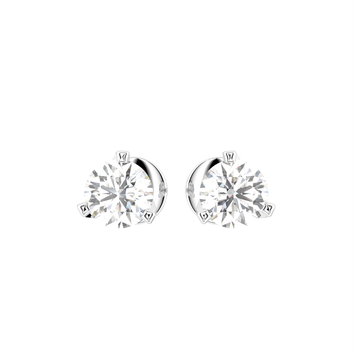 18K Round Solitaire Diamond Earrings — TOP