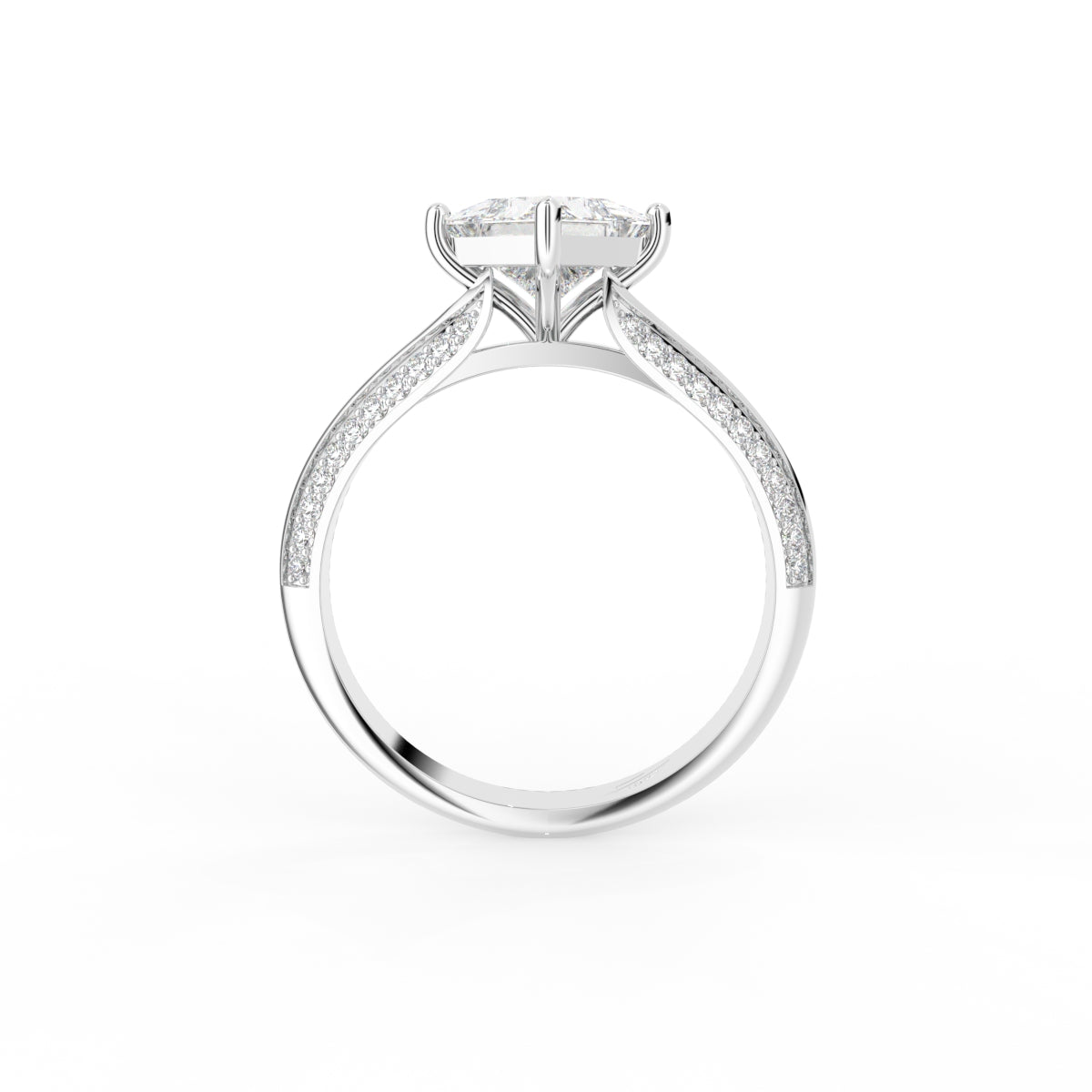 18K White Gold Solitaire Diamond Ring — FRONT