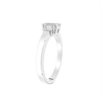 18K White Gold Trilogy Emerald Diamond Ring — 3D VIEW