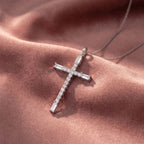 14K Cross Baguette Diamond Pendant — AI cloth, in-house