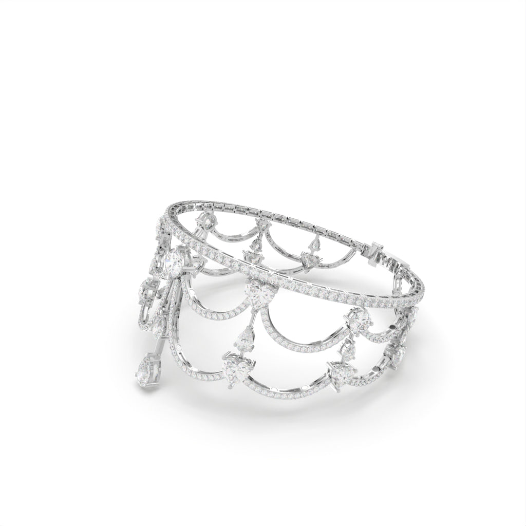 18K Chandelier Pear Diamond Bracelet — 3D VIEW