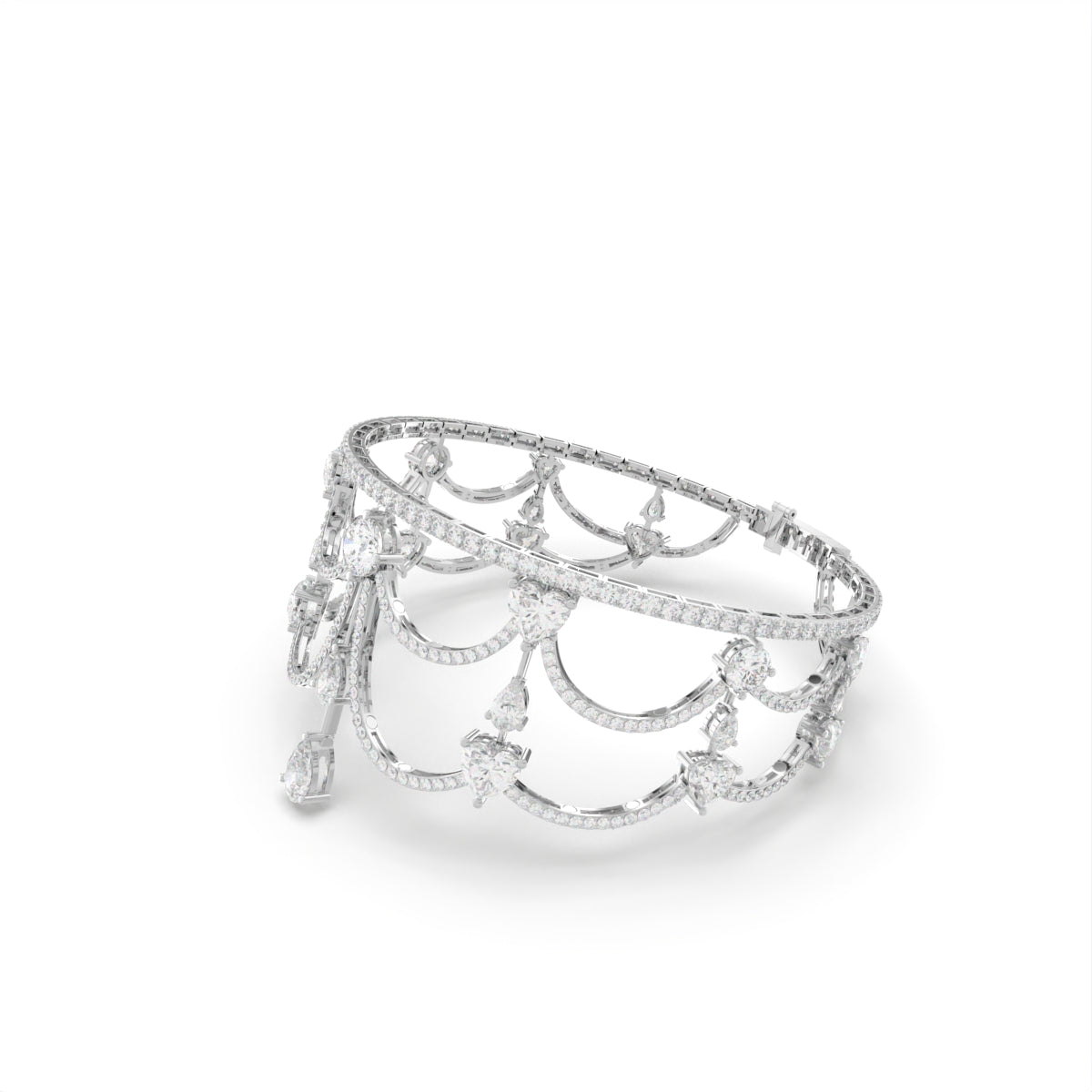 18K Chandelier Pear Diamond Bracelet — 3D VIEW