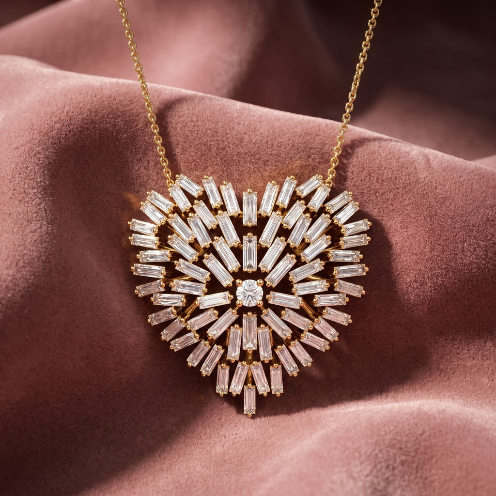 18K Heart Lab Grown Diamond Pendant — AI cloth, in-house