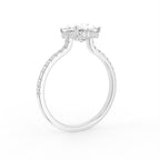 18K Shoulder Set Emerald Diamond Engagement Ring — 3D VIEW
