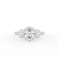 18K Trilogy Oval Diamond Engagement Ring — TOP