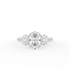 18K Trilogy Oval Diamond Engagement Ring — TOP