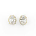18K Oval Halo Diamond Earrings — TOP
