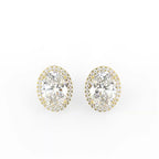 18K Oval Halo Diamond Earrings — TOP
