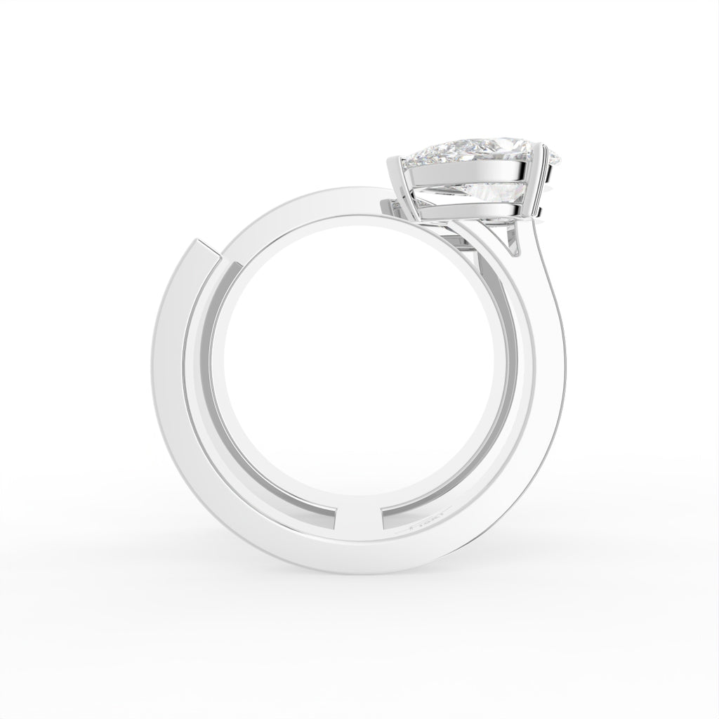 18K Pear Diamond Open Ring — FRONT