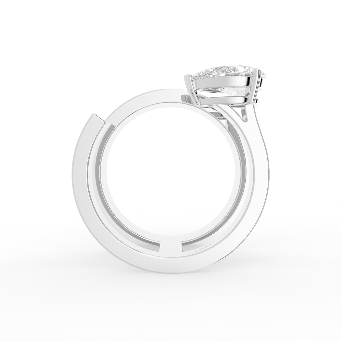 18K Pear Diamond Open Ring — FRONT
