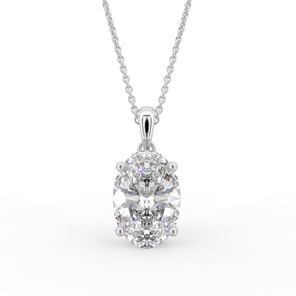 18K Solitaire Oval Diamond Pendant — FRONT