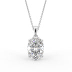 18K Solitaire Oval Diamond Pendant — FRONT