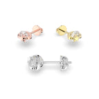 18K Bezel Round Diamond Stud Earrings — 3 COLOR