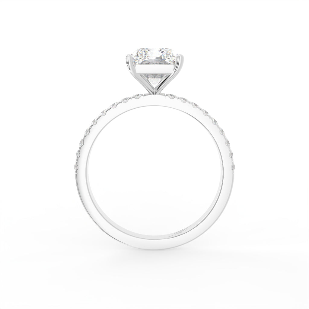 18K Shoulder Set Emerald Diamond Engagement Ring — FRONT