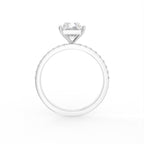 18K Shoulder Set Emerald Diamond Engagement Ring — FRONT