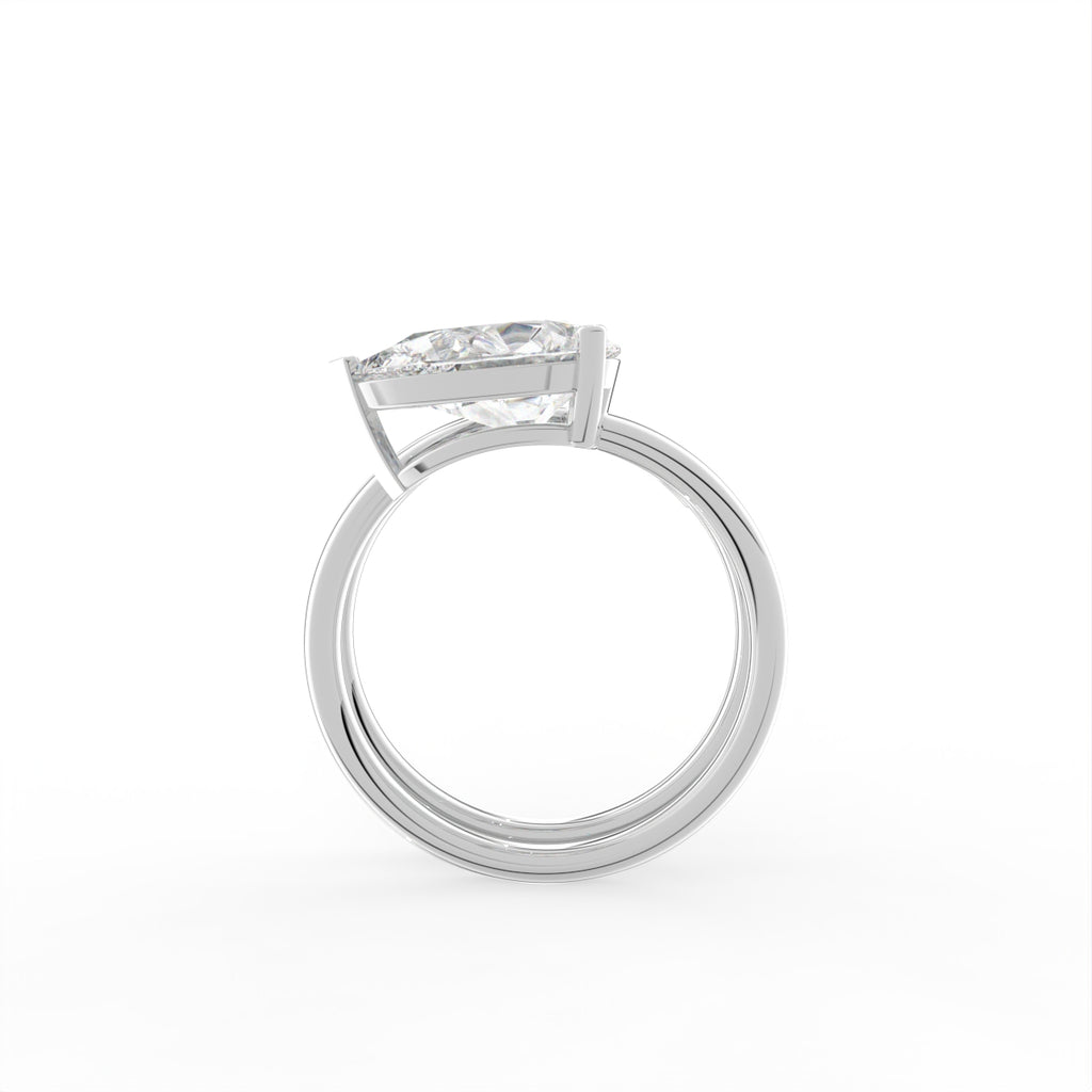 Sterling Silver Pear Diamond Ring — FRONT/BACK