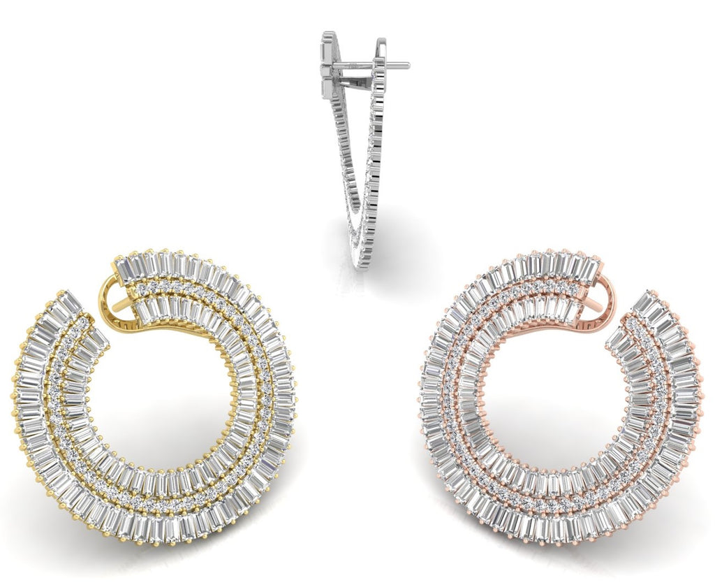 18K Baguette Diamond Bespoke Earrings — 3 COLOR