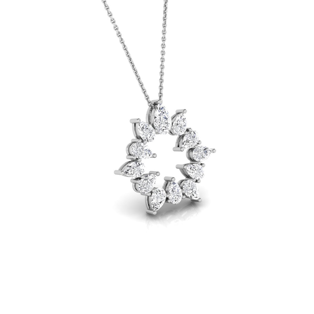 18K Floral Pear Diamond Pendant — RIGHT
