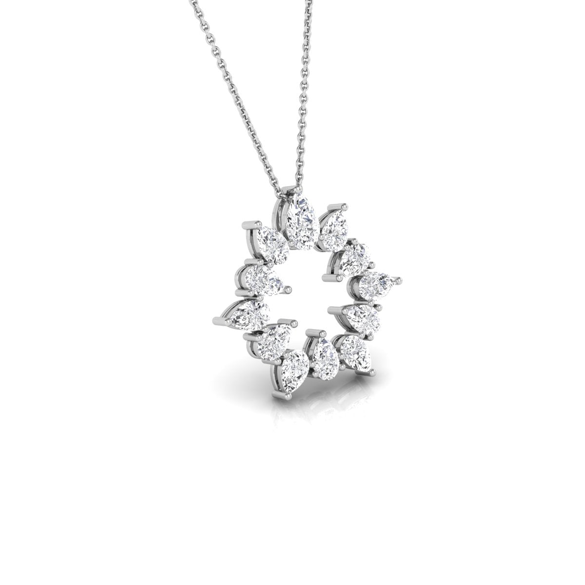 18K Floral Pear Diamond Pendant — RIGHT