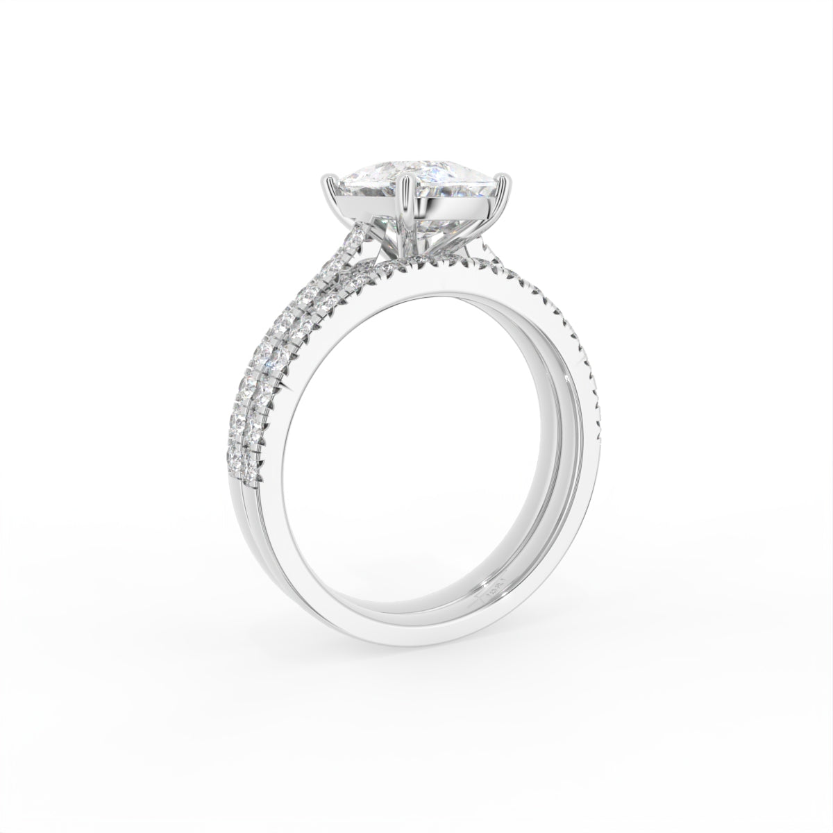 18K Solitaire Cushion Diamond Engagement Ring — 3D VIEW