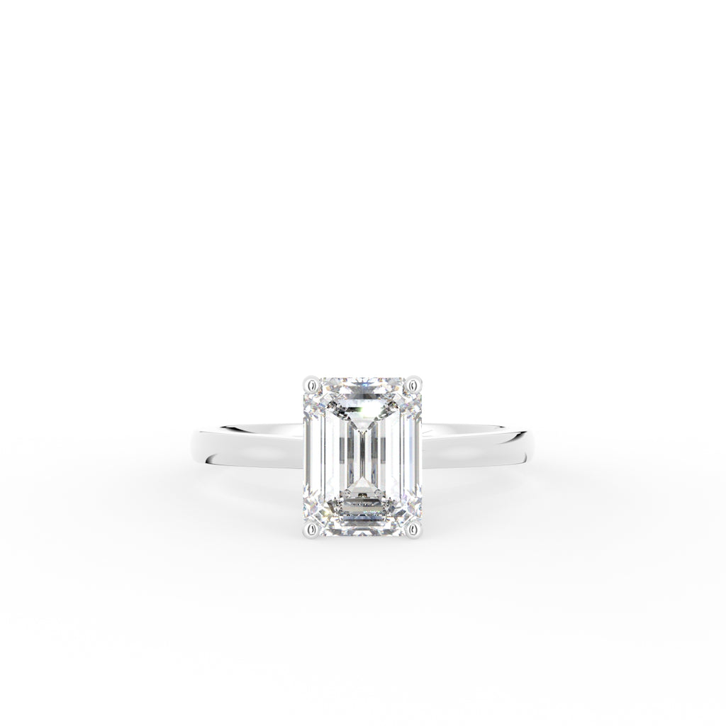 18K Solitaire Emerald Diamond Ring — TOP