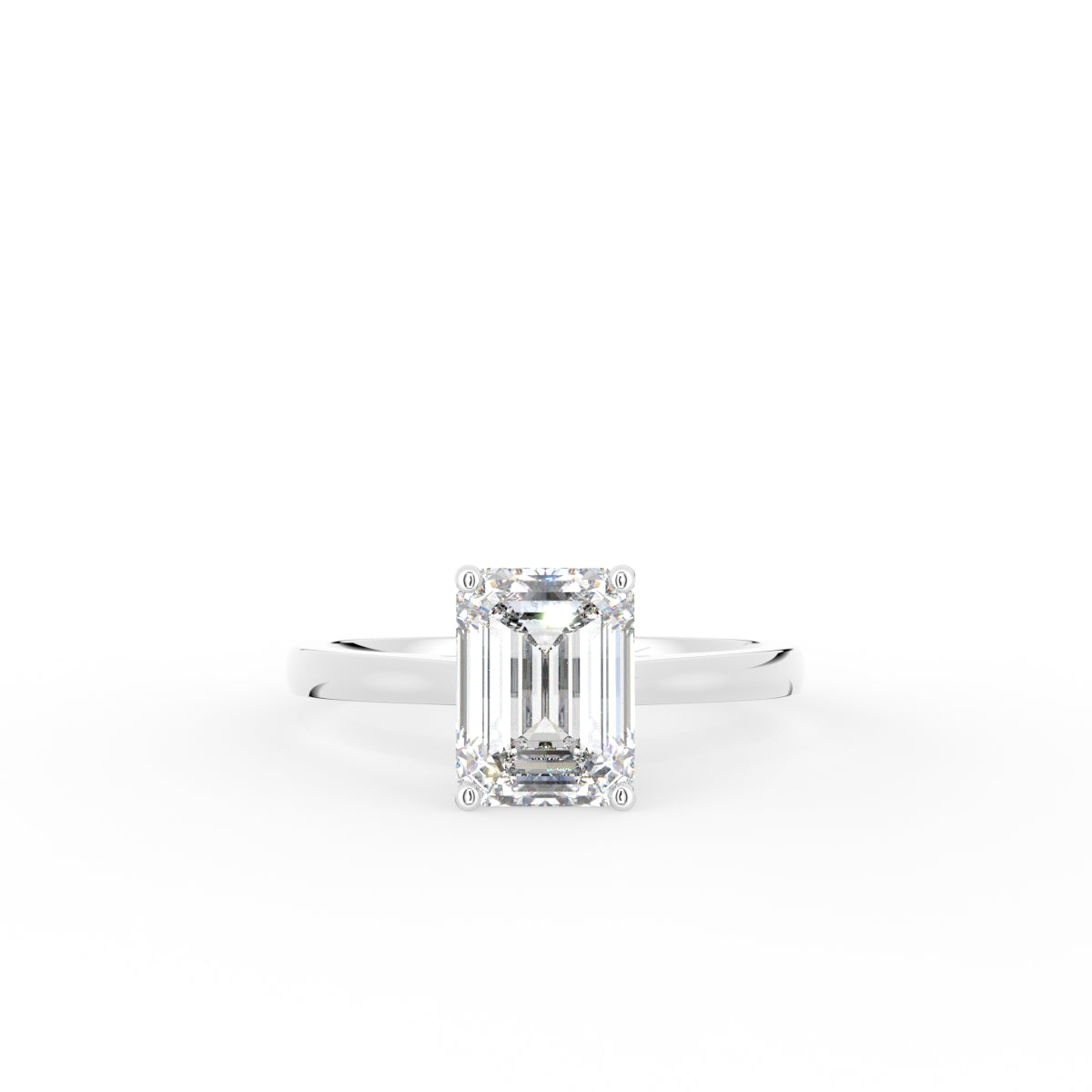 18K Solitaire Emerald Diamond Ring — TOP