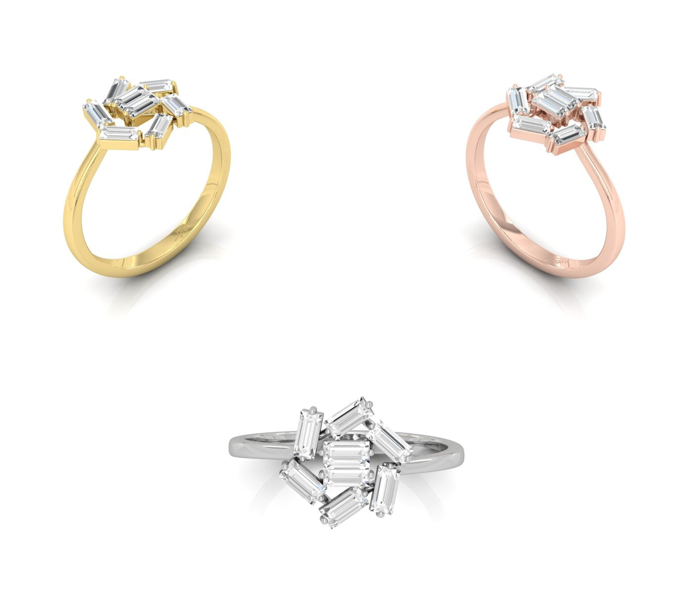 18K Bespoke Baguette Diamond Ring — 3 COLOR