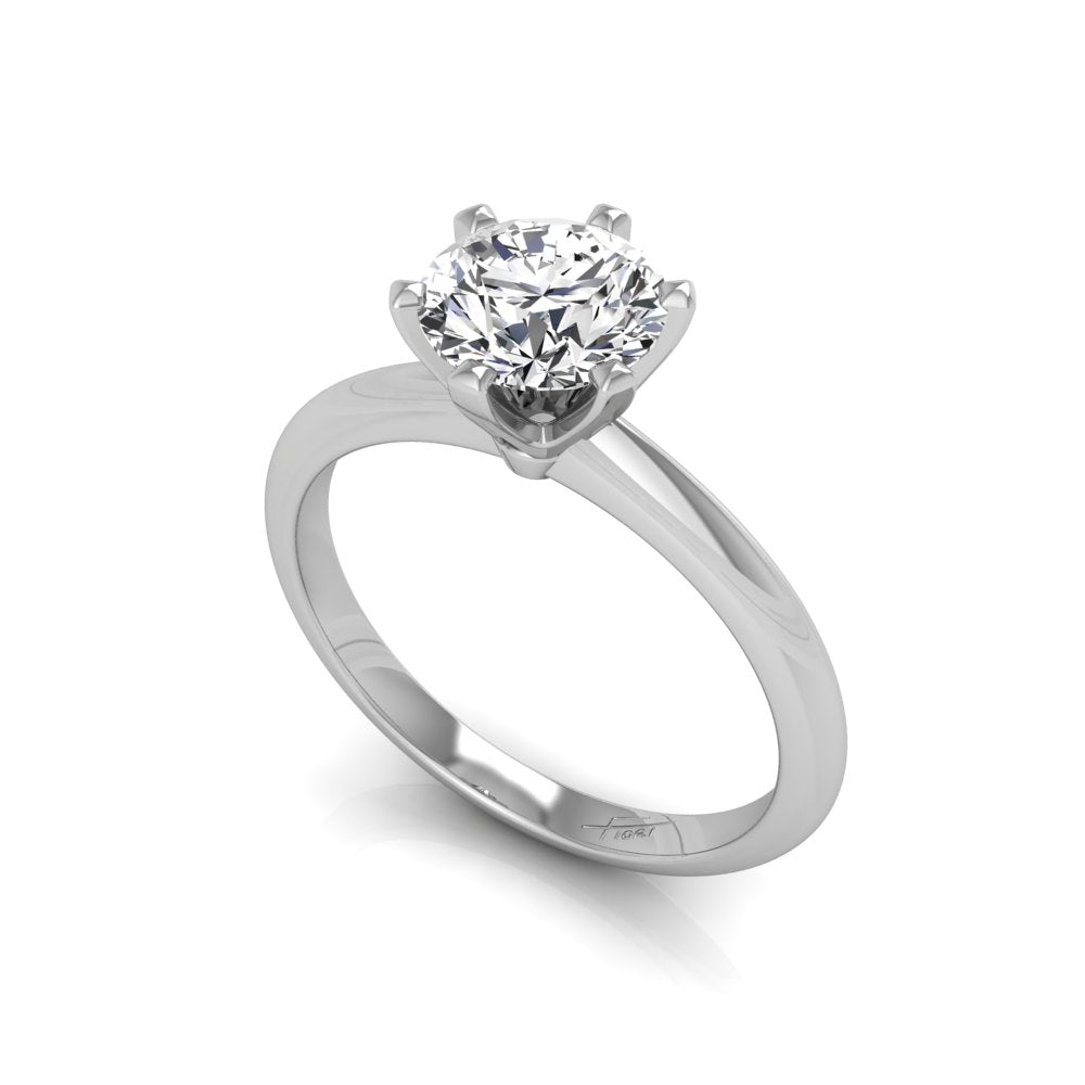 18K Solitaire Round Diamond Engagement Ring — 3D VIEW