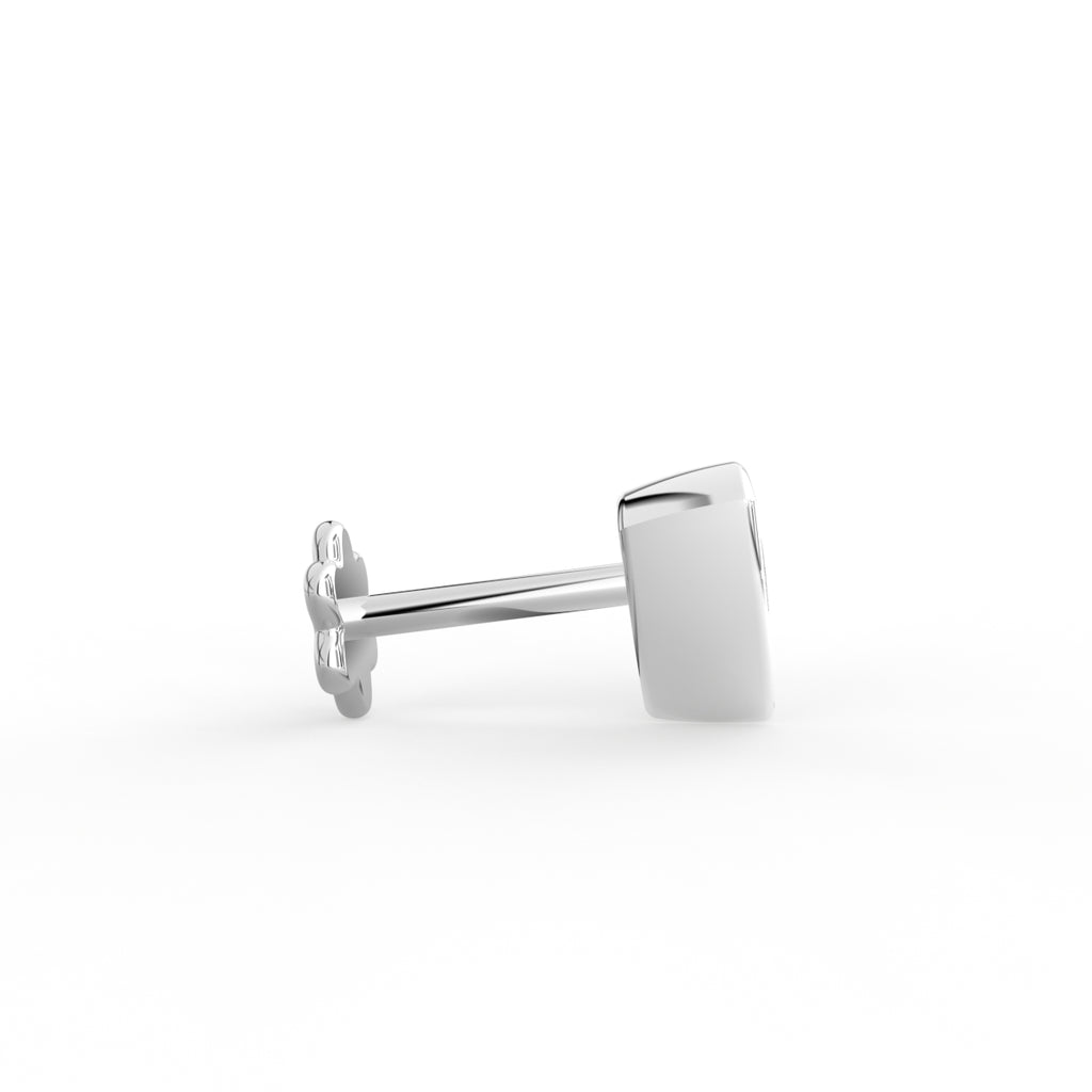 18K White Gold Trillion Diamond Stud Earrings — SIDE VIEW